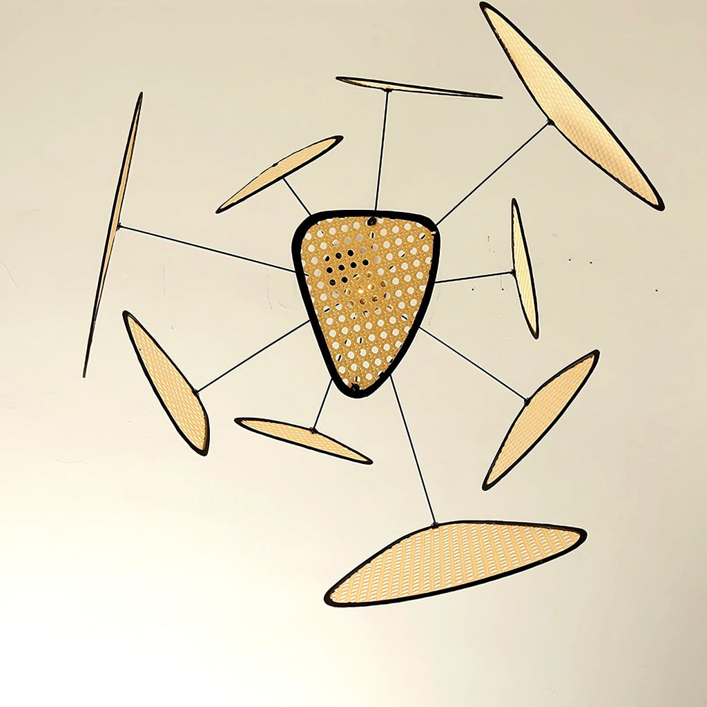 Lustra Lustre Écran Cannage Suspension Rétro