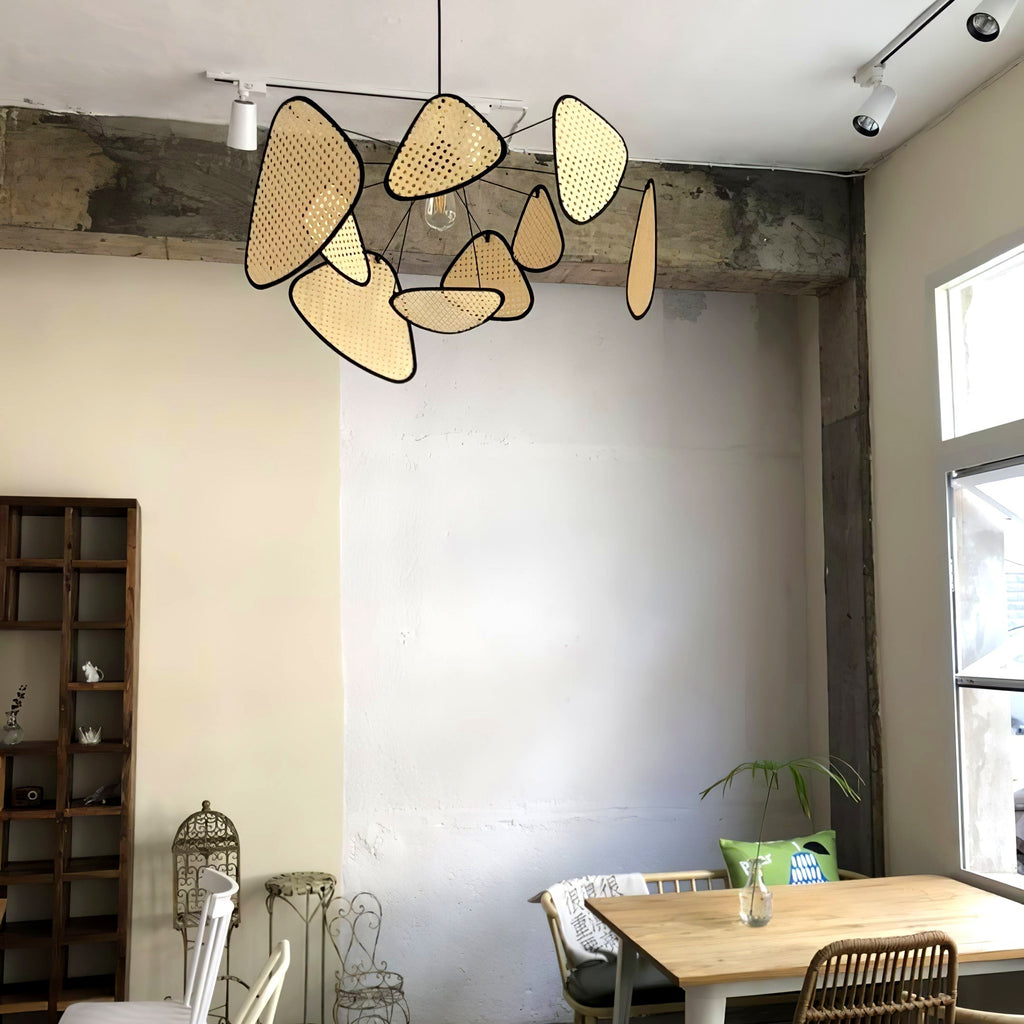 Lustra Lustre Écran Cannage Suspension Rétro
