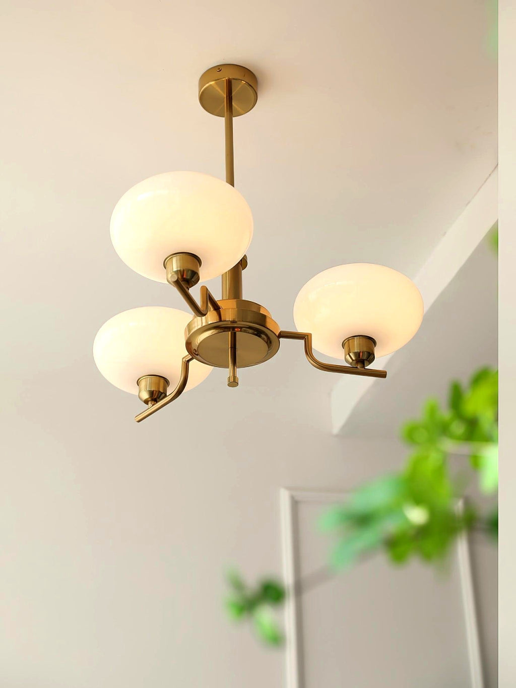 Lustra Suspension en Verre Globe Cadre en Laiton