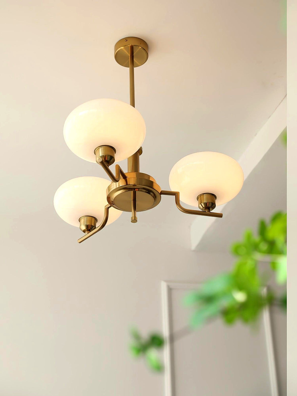 Lustra Suspension en Verre Globe Cadre en Laiton
