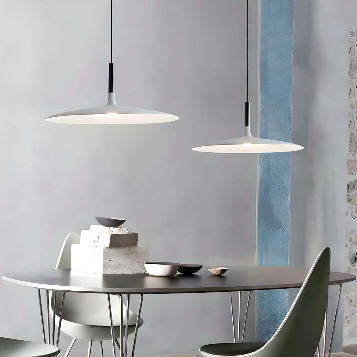 Lustra Suspension Lampe Disque Plat en Aluminium