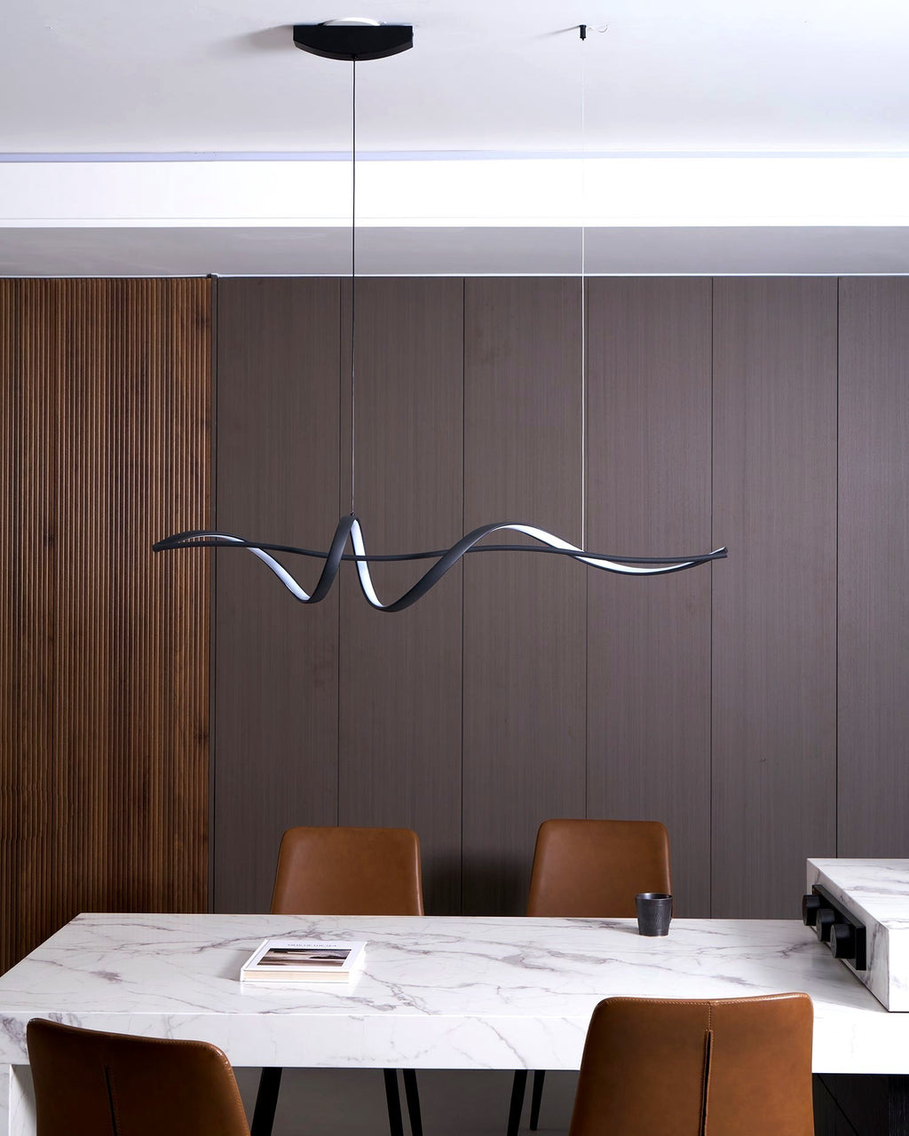 Aveline Suspension moderne LED Wave noire