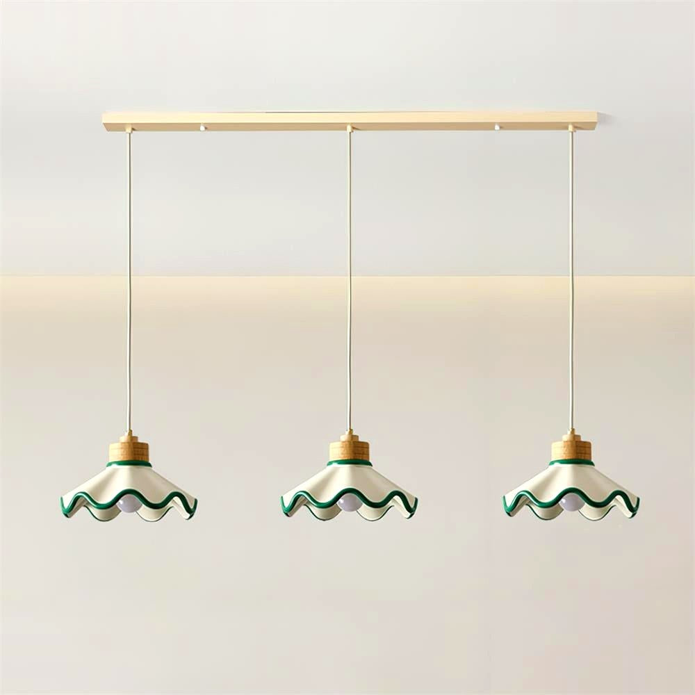Suspension Beige en Résine et Bois Vintage et Minimaliste