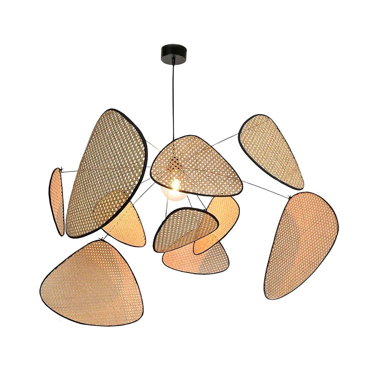 Lustra Lustre Écran Cannage Suspension Rétro