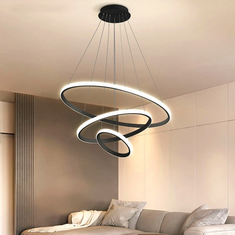 Suspension LED Forme Spirale Moderne en Métal et Silicone