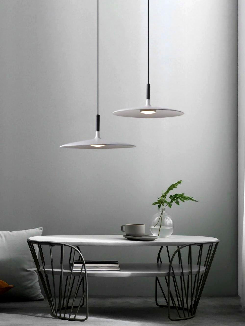 Lustra Suspension Lampe Disque Plat en Aluminium