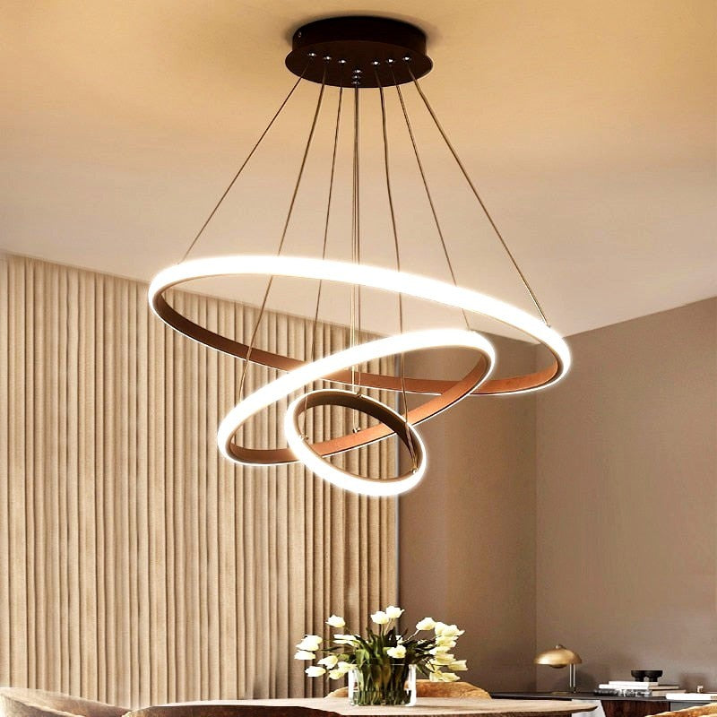 Zin Suspension Anneau Moderne Noir/Blanc/Doré. Salon