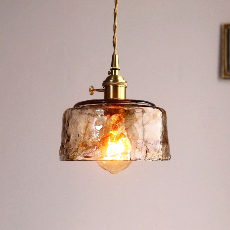 Suspension Géométrique Vintage Verre. Laiton. Salon -