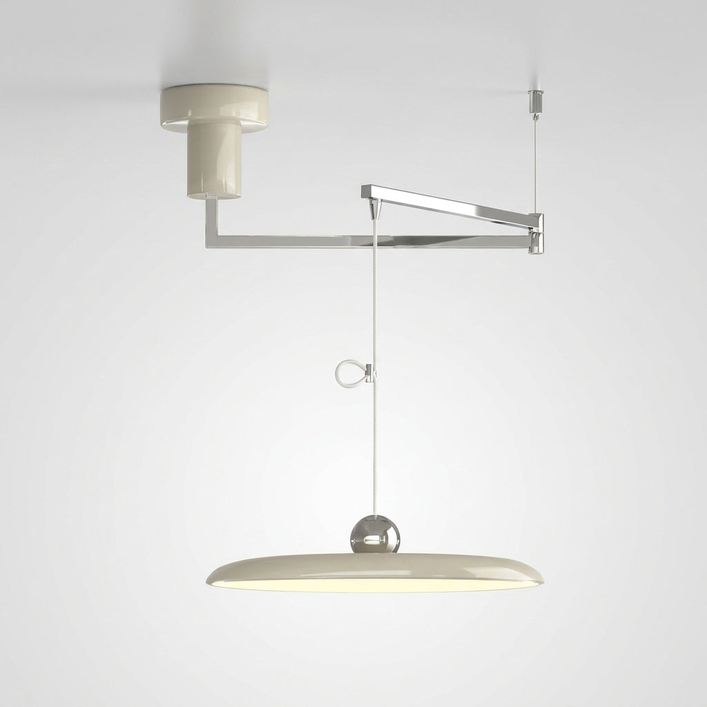 Suspension Bras Réglables Métal Articulée Morandi - D 50cm Chromé & Crème Dimmable avec Télécommande