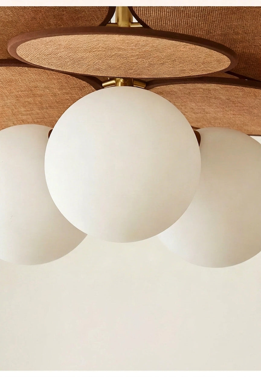 Suspension fleur en bois et métal design moderne