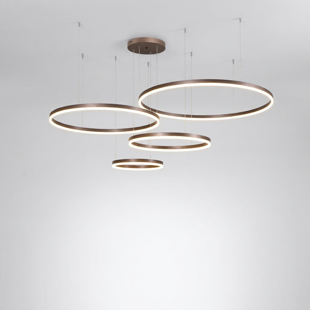 Suspension LED Anneaux Dorés Design Moderne Salon - Café Cadre 40 60 80 60cm 4Anneaux Luminosité Dimmable