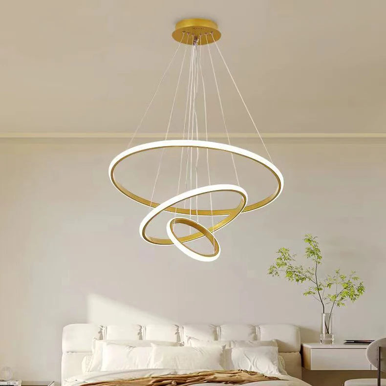 Suspension Anneaux en Métal Design Artistique Dimmable