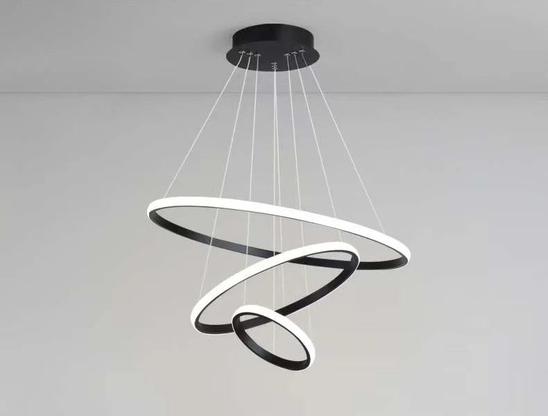Suspension Anneaux en Métal Design Artistique Dimmable