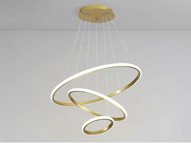 Suspension Anneaux en Métal Design Artistique Dimmable