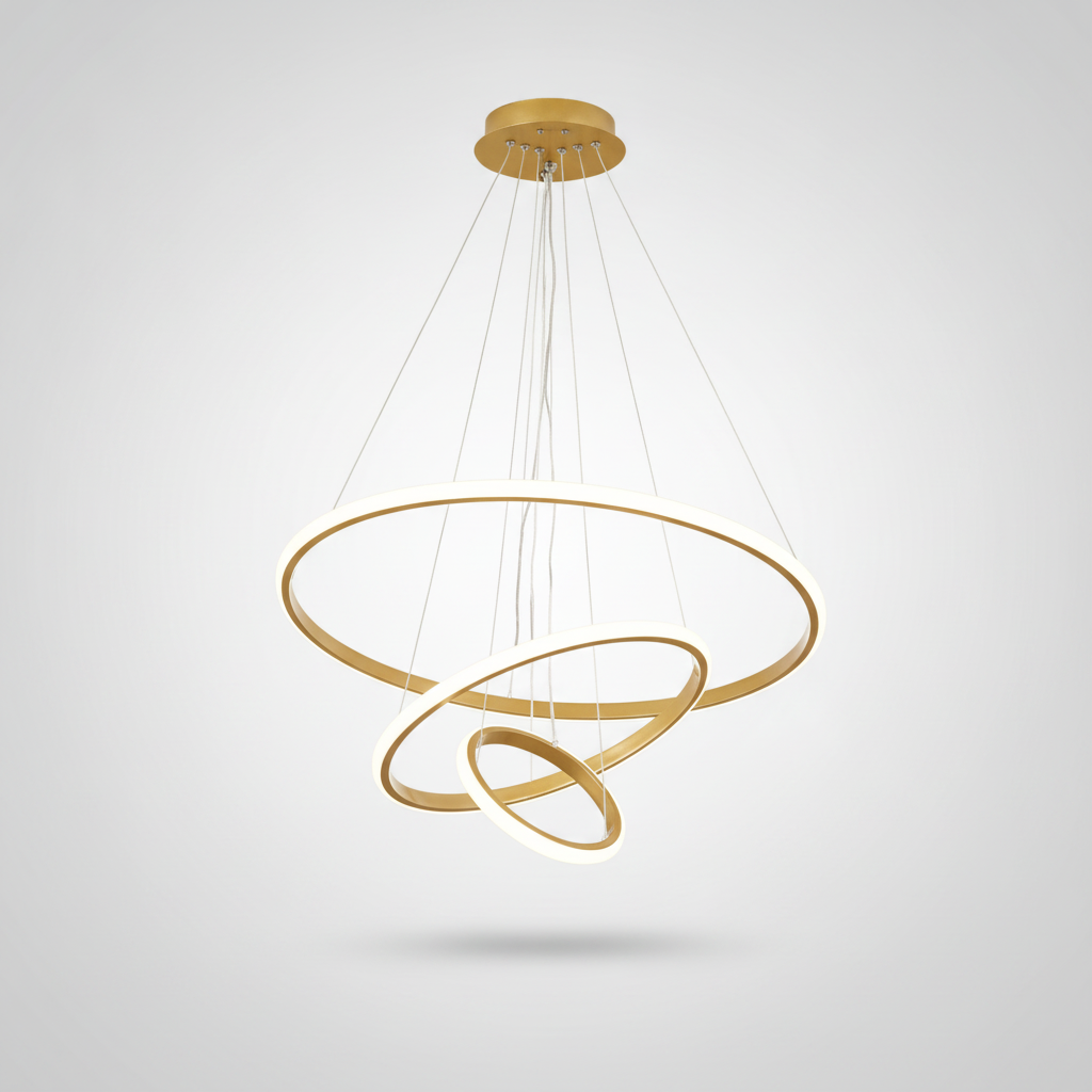 Suspension Anneaux en Métal Design Artistique Dimmable