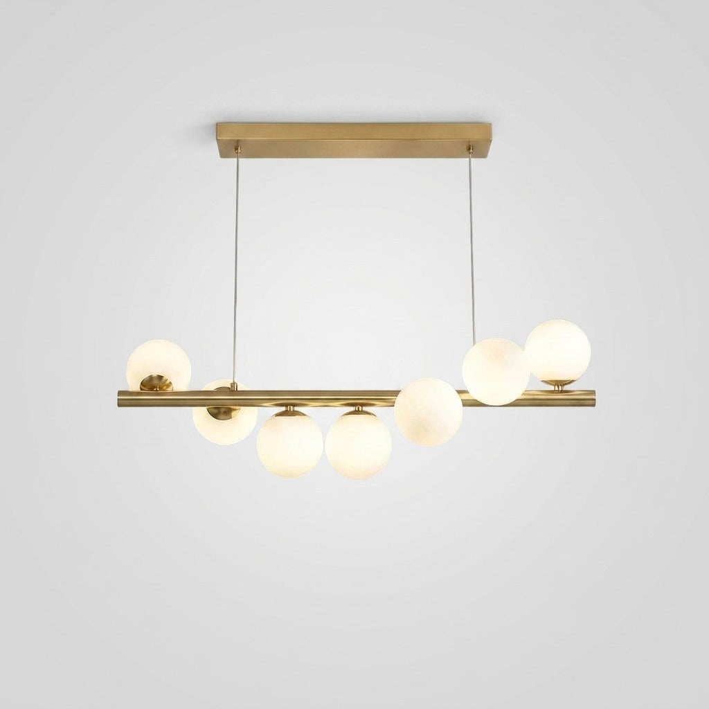 Suspension avec boule en verre et barre linéaire design moderne
