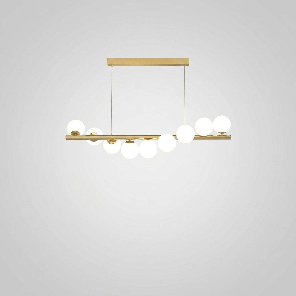 Suspension avec boule en verre et barre linéaire design moderne
