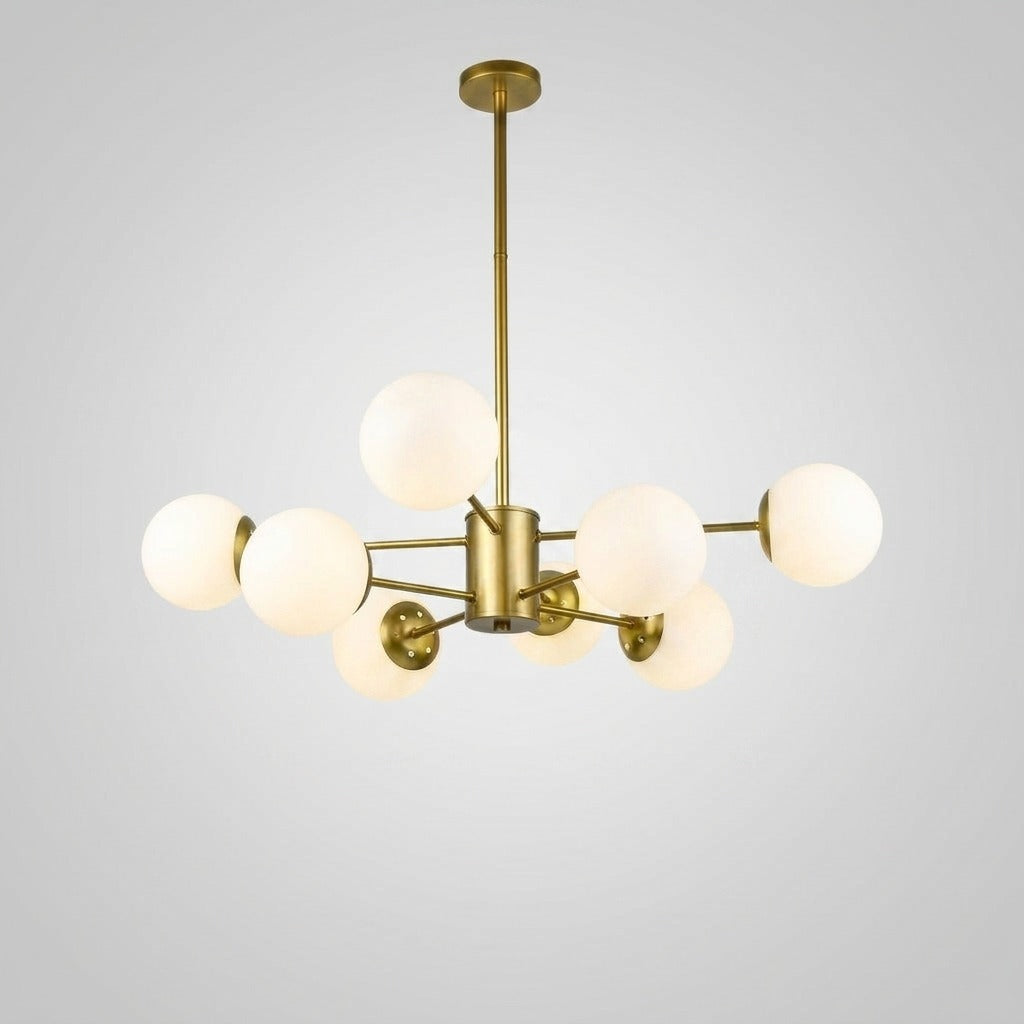 Suspension boule en verre et barres en métal design moderne