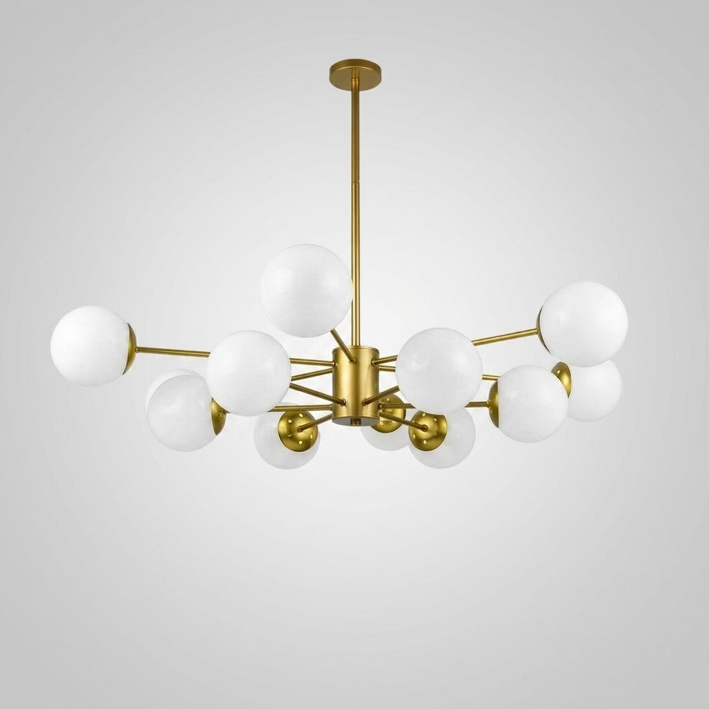 Suspension boule en verre et barres en métal design moderne