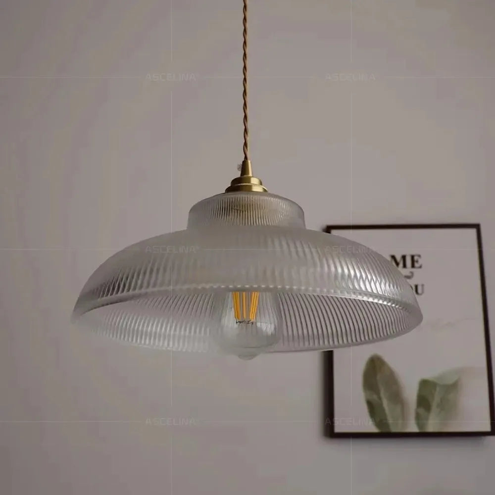 Suspension Boule en Verre et Laiton Design Vintage