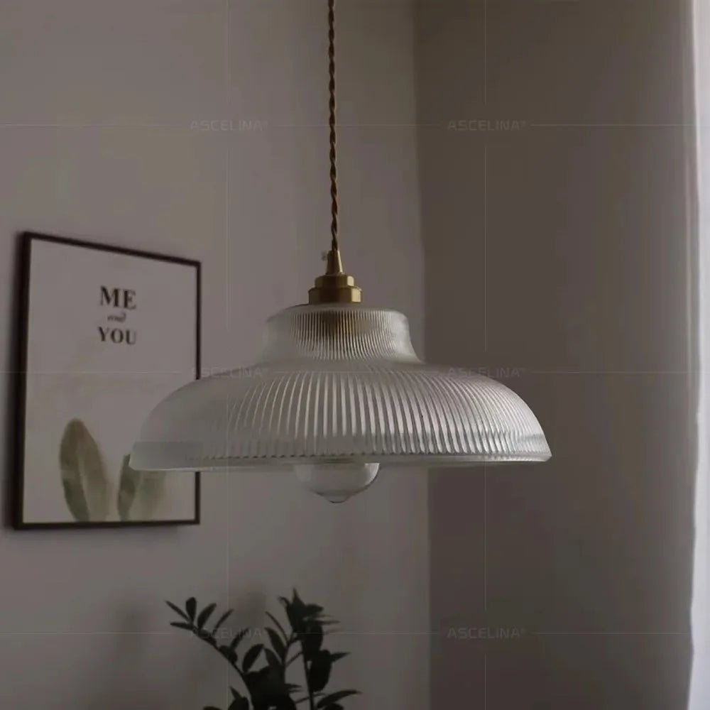 Suspension Boule en Verre et Laiton Design Vintage