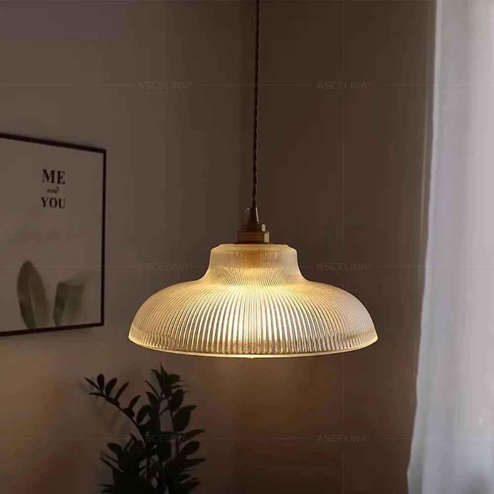 Suspension Boule en Verre et Laiton Design Vintage