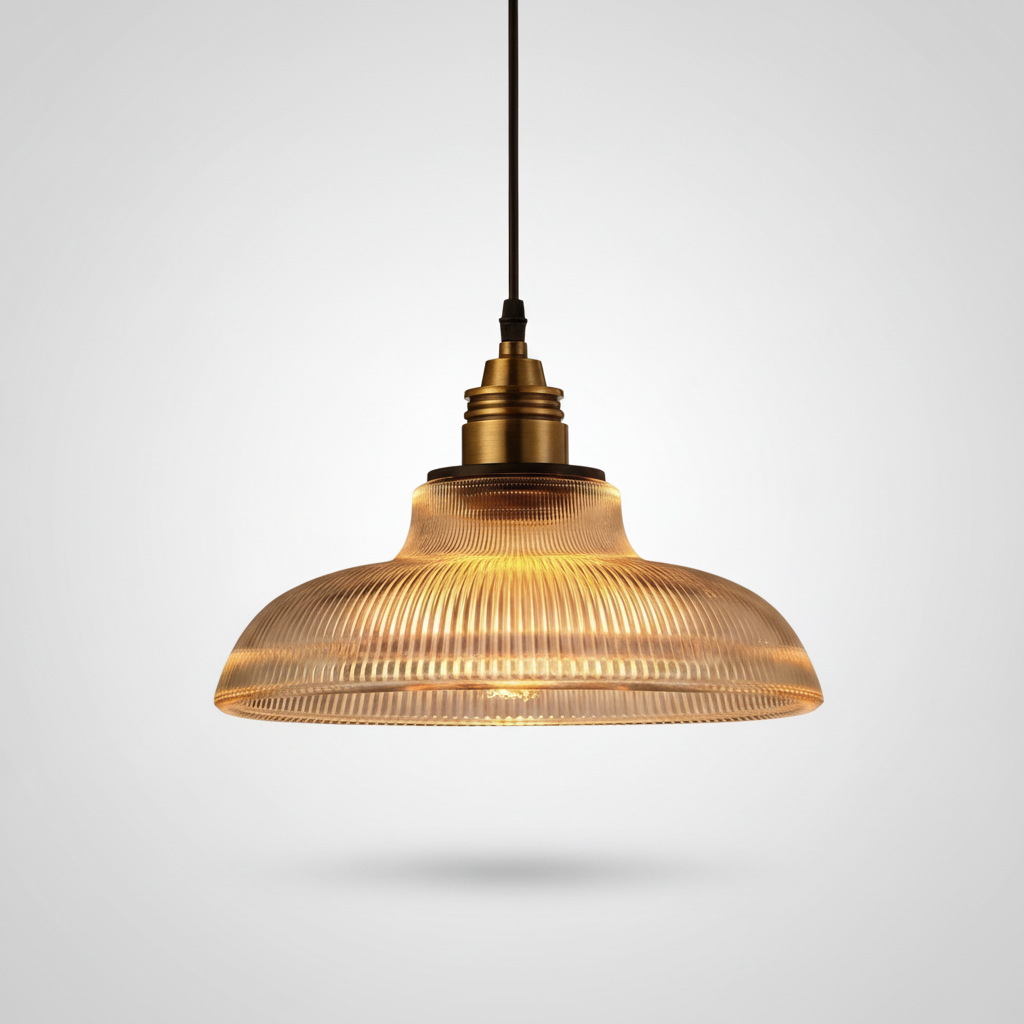 Suspension Boule en Verre et Laiton Design Vintage