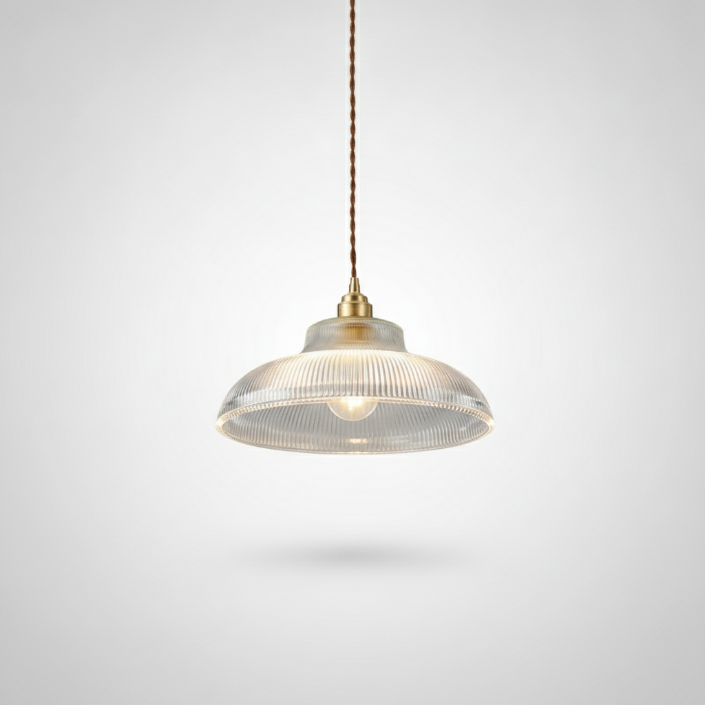 Suspension Boule en Verre et Laiton Design Vintage