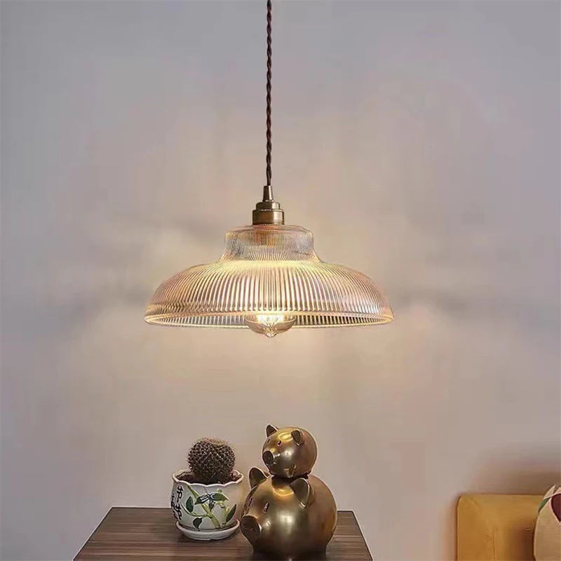 Suspension Boule en Verre et Laiton Design Vintage
