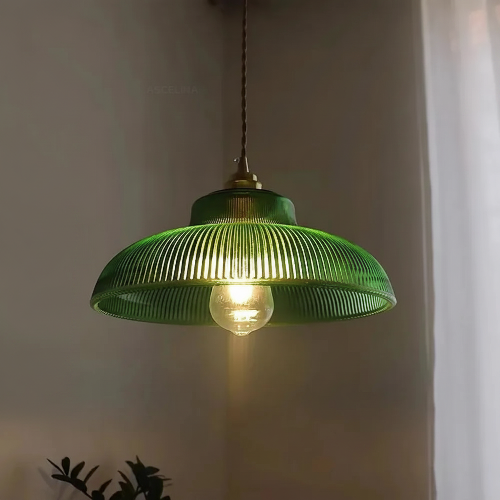 Suspension Boule en Verre et Laiton Design Vintage