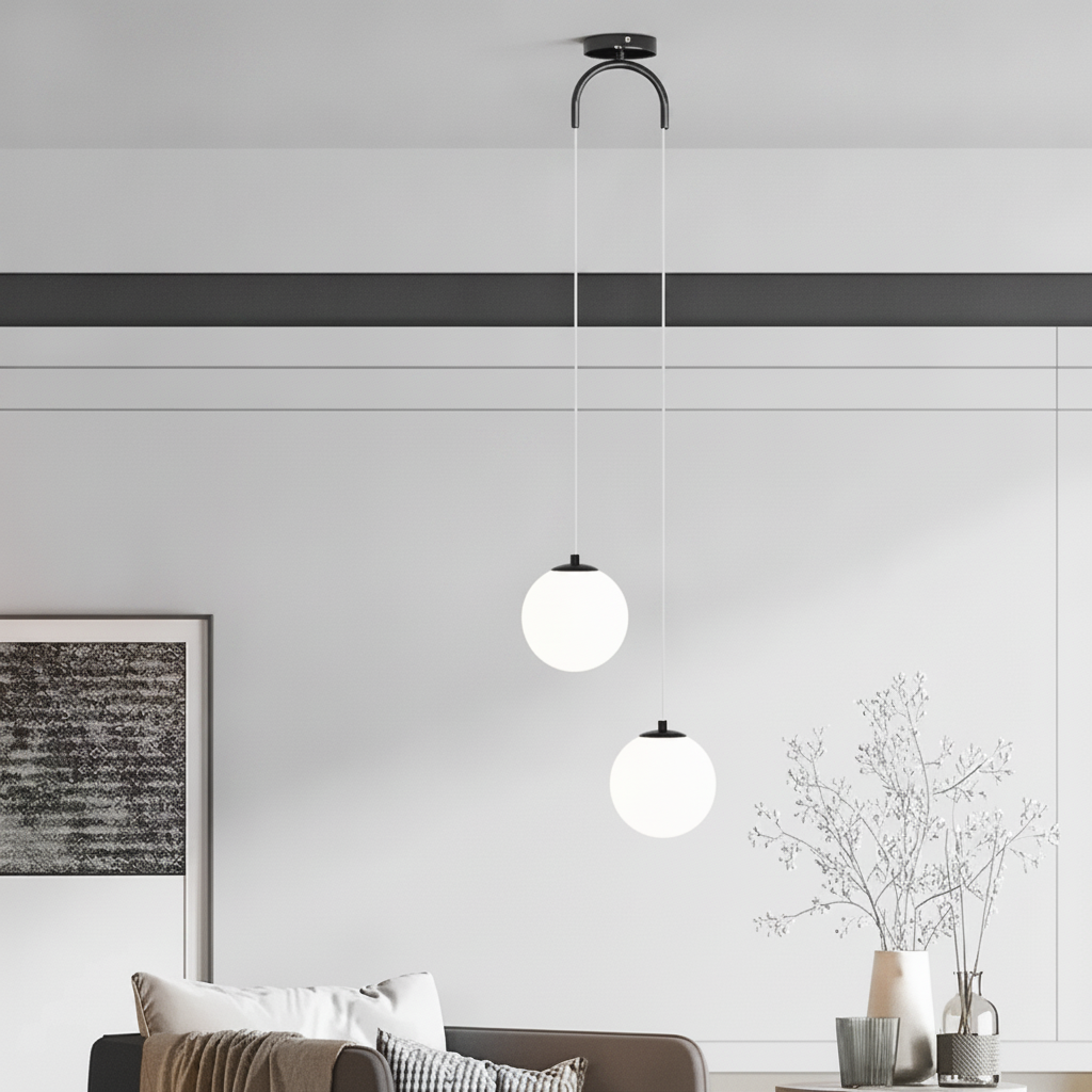 Suspension Boule en Verre et Métal Design Moderne