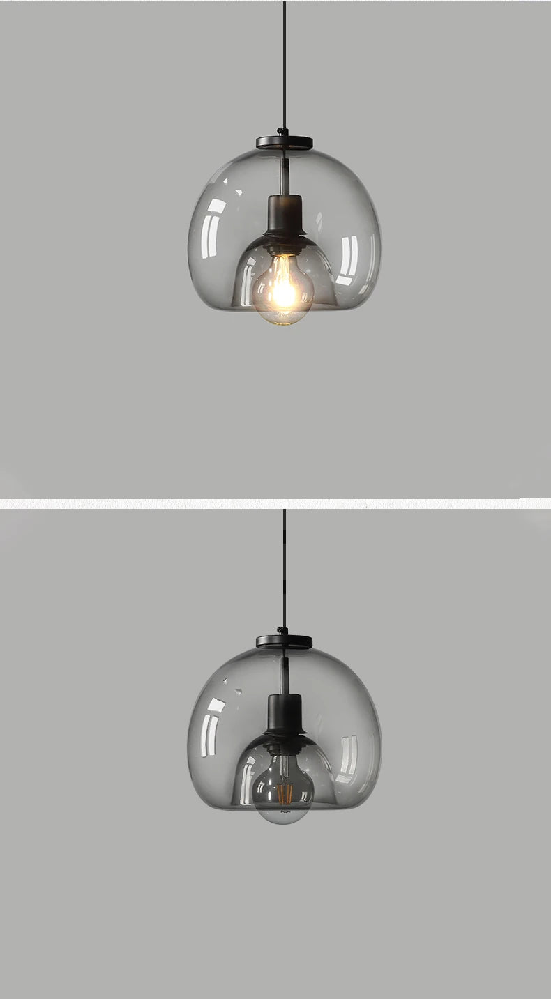 Suspension Boule en Verre Teinté Design Rétro