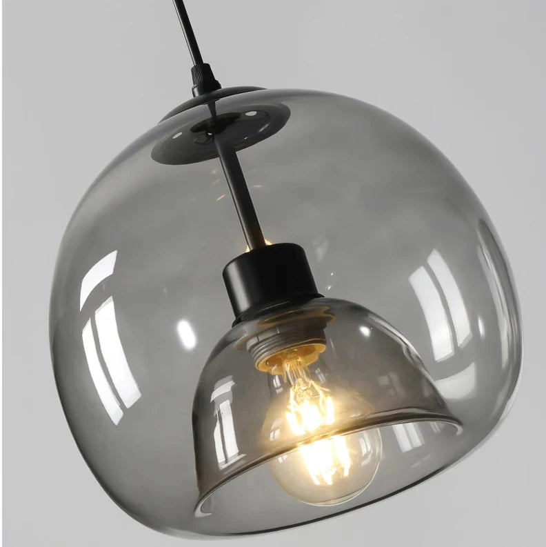 Suspension Boule en Verre Teinté Design Rétro