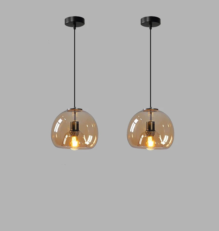 Suspension Boule en Verre Teinté Design Rétro