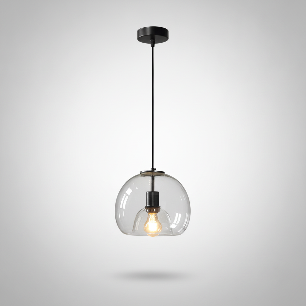 Suspension Boule en Verre Teinté Design Rétro