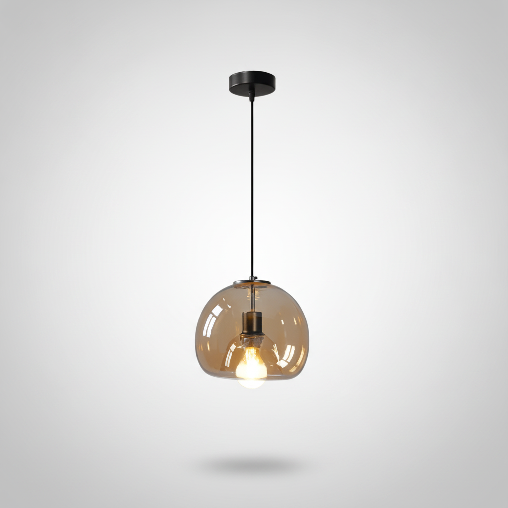 Suspension Boule en Verre Teinté Design Rétro