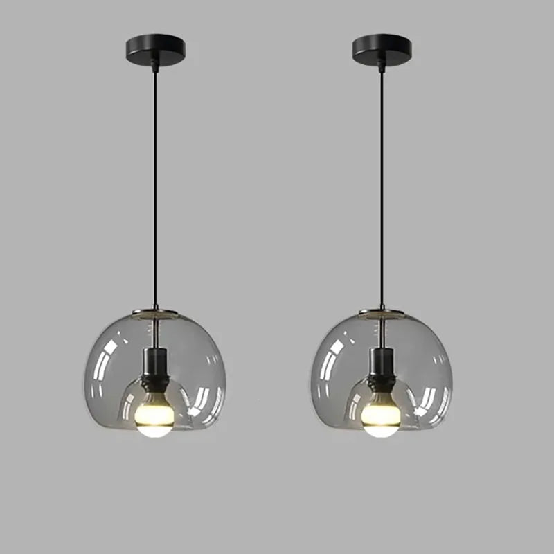 Suspension Boule en Verre Teinté Design Rétro