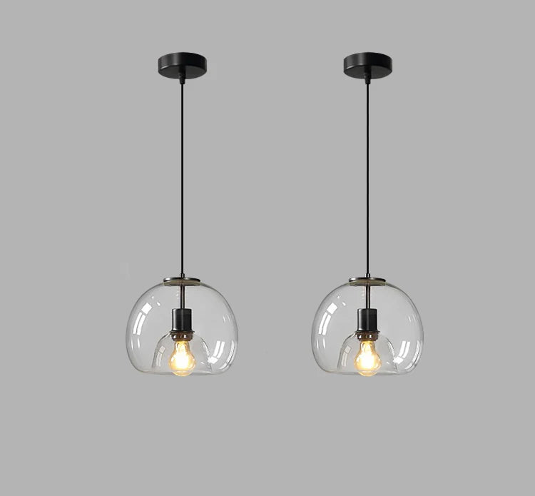 Suspension Boule en Verre Teinté Design Rétro