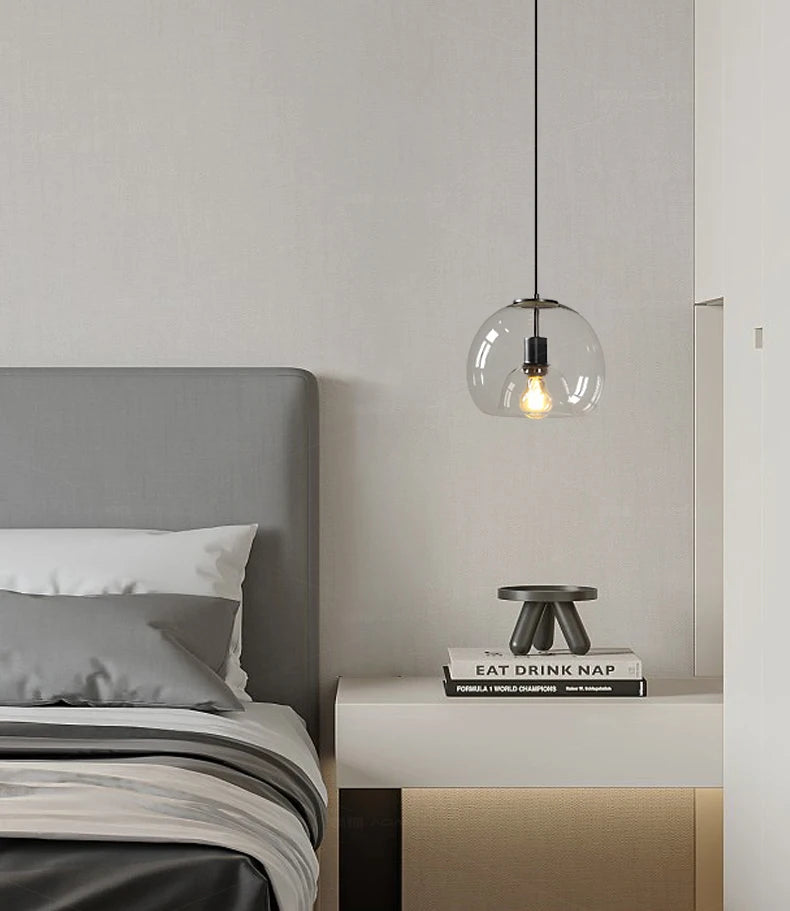 Suspension Boule en Verre Teinté Design Rétro