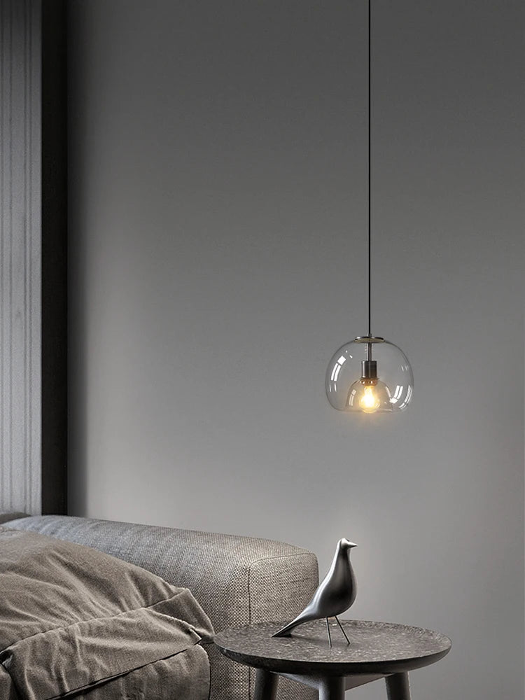 Suspension Boule en Verre Teinté Design Rétro