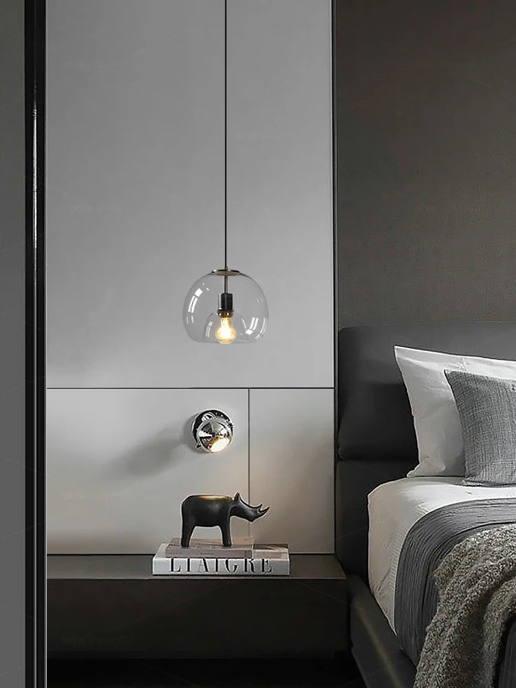 Suspension Boule en Verre Teinté Design Rétro
