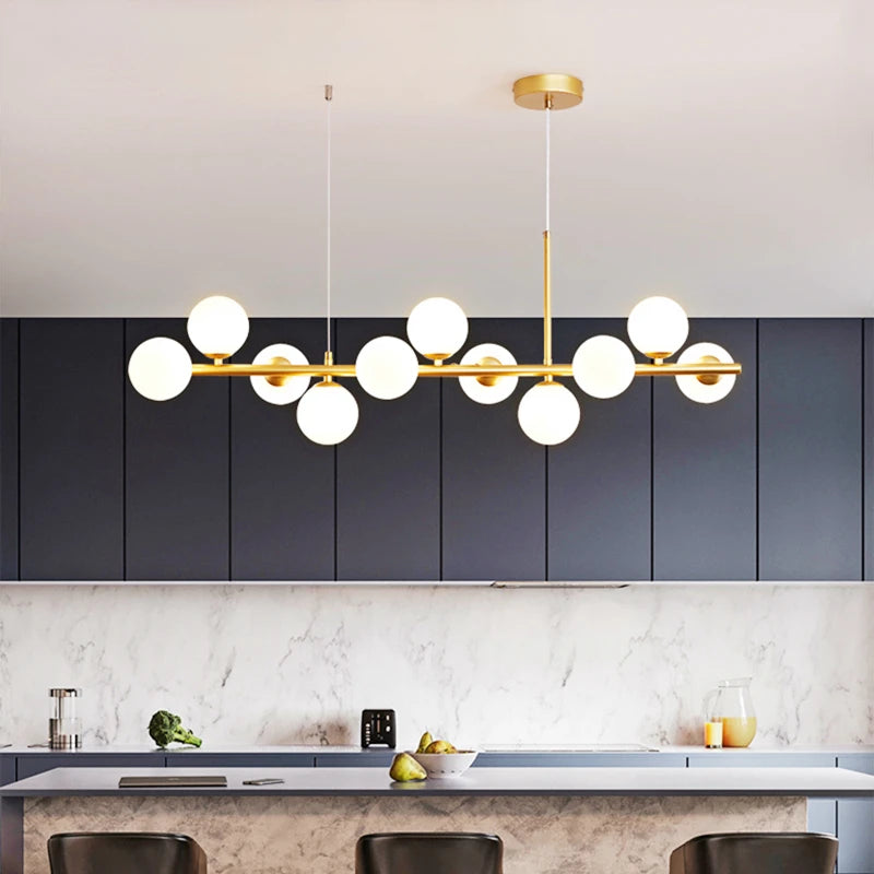 Suspension Boules de Verre en Cascade Design Moderne