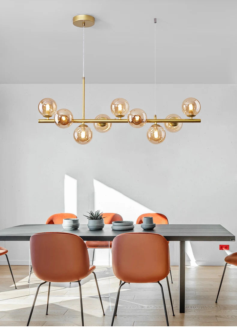 Suspension Boules de Verre en Cascade Design Moderne