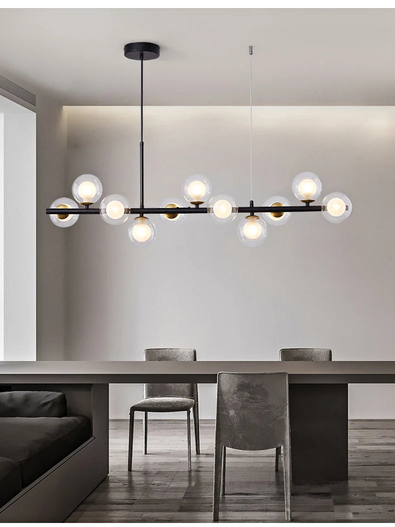 Suspension Boules de Verre en Cascade Design Moderne
