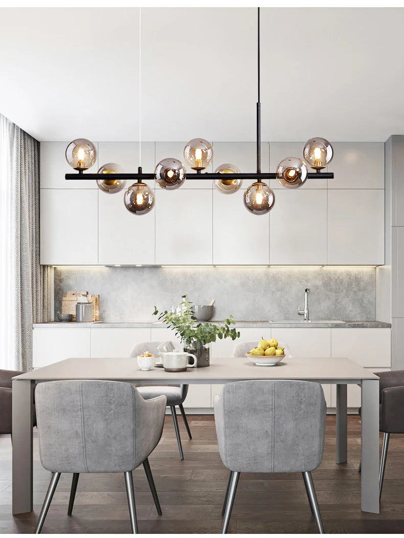 Suspension Boules de Verre en Cascade Design Moderne