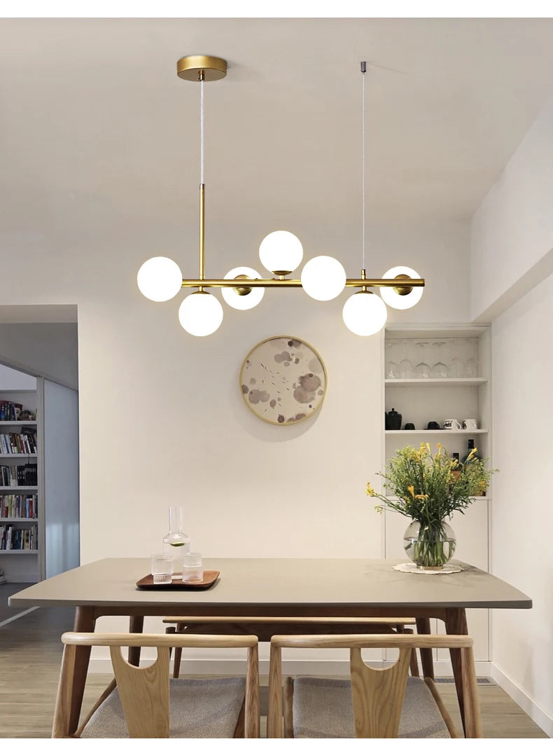 Suspension Boules de Verre en Cascade Design Moderne