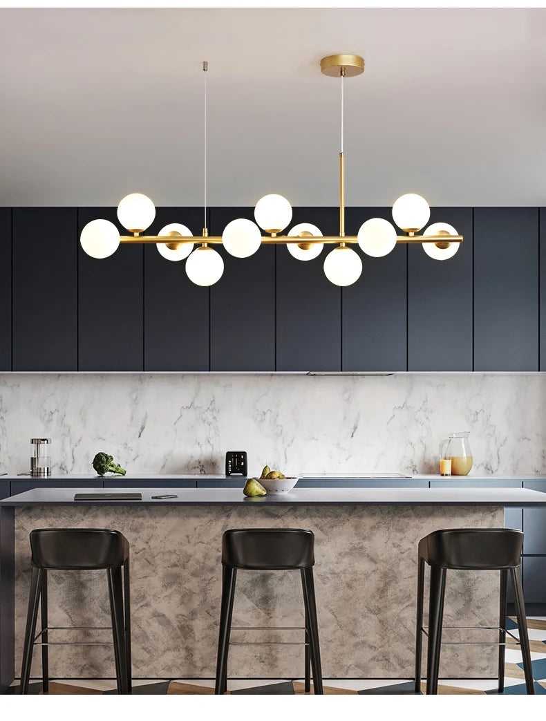 Suspension Boules de Verre en Cascade Design Moderne