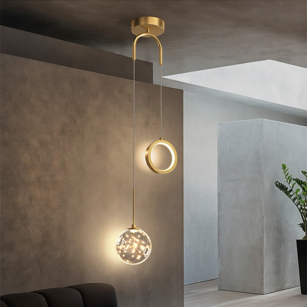 Suspension Boules en Verre et Métal Dimmable