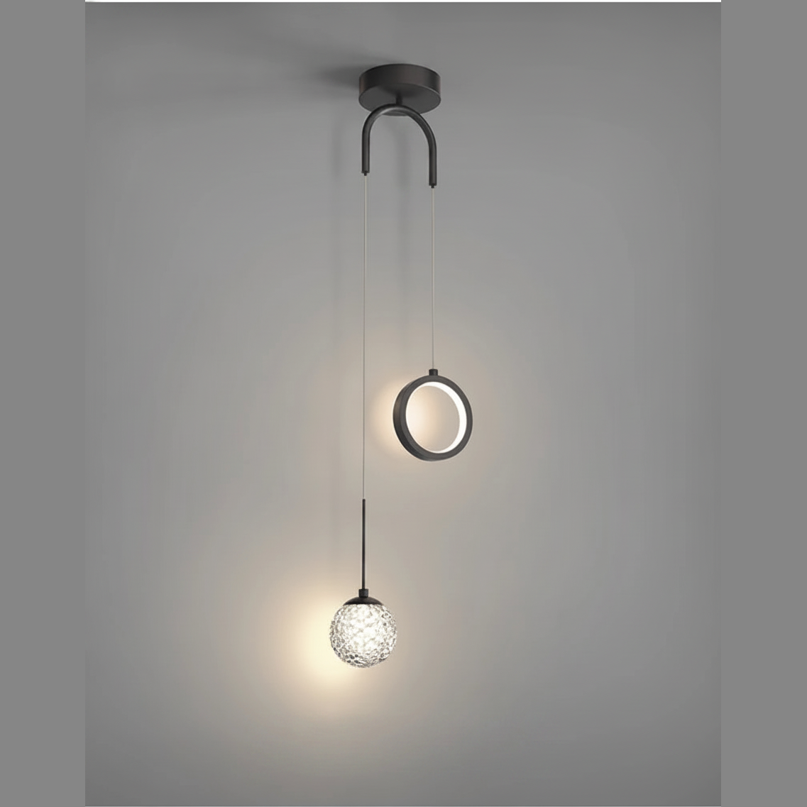 Suspension Boules en Verre et Métal Dimmable