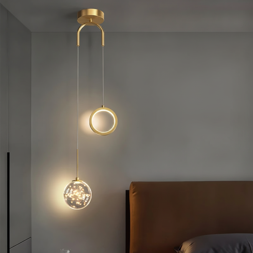 Suspension Boules en Verre et Métal Dimmable